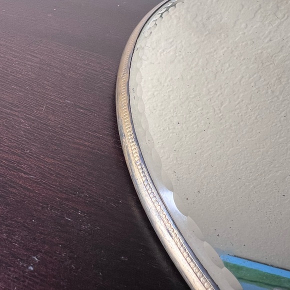 Antique 1910 Beveled Glass Mirror Vanity Tray, Platter, Toiletries Display Stora - Picture 4 of 7
